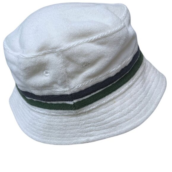 Terrycloth Bucket Hat Navy Green Stripe Preppy Tennis Golf - Picture 2 of 9